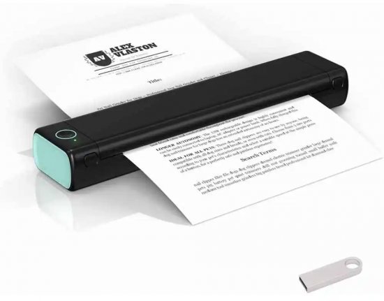 מדפסת תרמית ניידת A4 דגם M08F מבית Aimo - צבע שחור