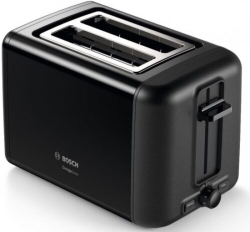 מצנם נירוסטה קופץ 2 פרוסות Bosch DesignLine Popup TAT3P423 970W - צבע שחור - שנתיים אחריות יבואן רשמי BSH