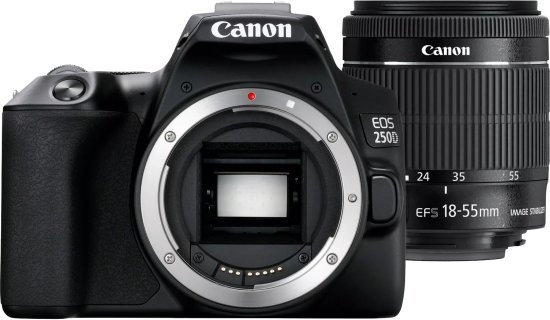 מצלמה דיגיטלית Canon EOS 250D DSLR - צבע שחור + עדשת EF-S 18-55mm f / 4-5.6 IS STM