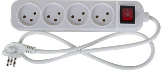 מפצל ביתי 4 שקעים 3 מטר עם מפסק Saco