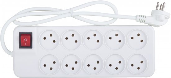 מפצל ביתי 2x5 שקעים 1 מטר עם מפסק Saco