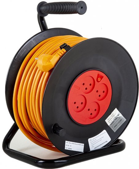 תוף כבל מאריך 3x2.5 עד 40 מטר 4 שקעים Saco