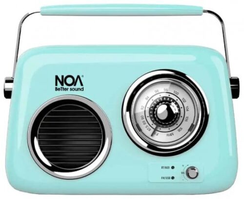 רמקול Bluetooth נייד בעיצוב רטרו עם רדיו NOA Retro - צבע מנטה