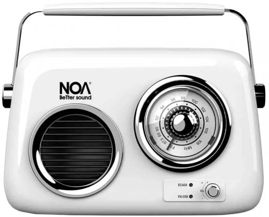 רמקול Bluetooth נייד בעיצוב רטרו עם רדיו NOA Retro - צבע לבן