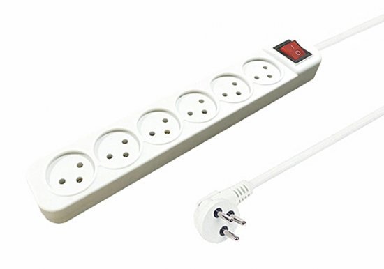 רב שקע 6 שקעים עם כבל באורך 1 מטר + מפסק מבית Gold Line