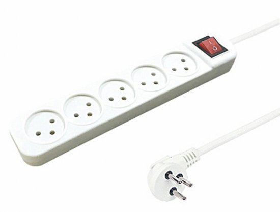 רב שקע 5 שקעים עם כבל באורך 3 מטר + מפסק מבית Gold Line