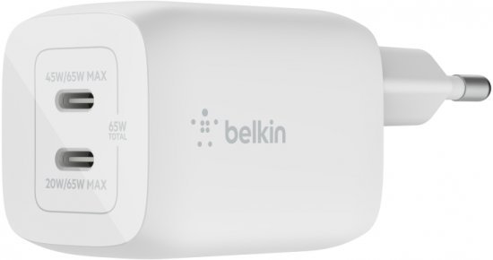 251444_b_1.jpg מטען 65W בעל 2 חיבורי USB-C מבית Belkin - בצבע לבן