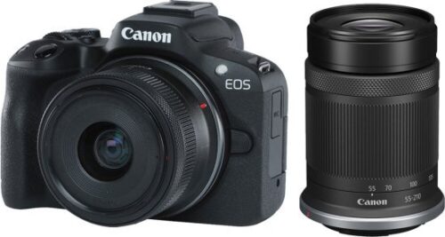 מצלמה דיגיטלית ללא מראה Canon EOS R50 - צבע שחור + עדשת RF-S 18-45mm F4.5-6.3 IS STM + עדשת RF-S 55-210mm F5-7.1 IS STM