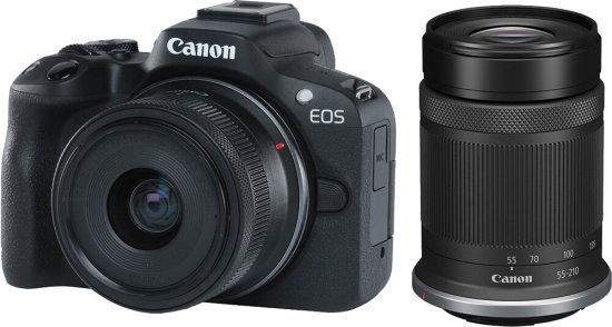 מצלמה דיגיטלית ללא מראה Canon EOS R50 - צבע שחור + עדשת RF-S 18-45mm F4.5-6.3 IS STM + עדשת RF-S 55-210mm F5-7.1 IS STM