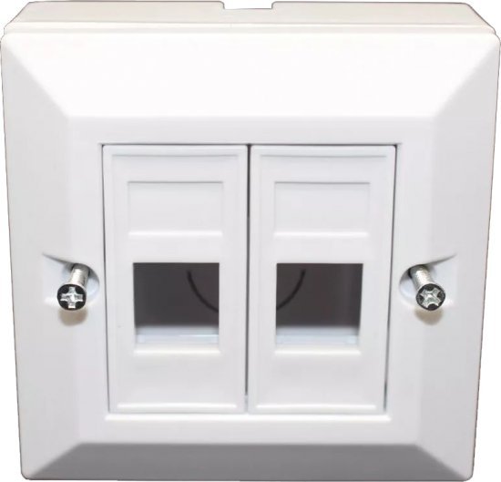 קופסא להתקנה על הטיח 25x25 מ''מ עם יציאות RJ45 כפולות Luggar