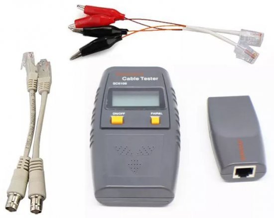 טסטר כבלים SC6106 עם מסך LCD לכבלי RJ45 / RJ11 / BNC