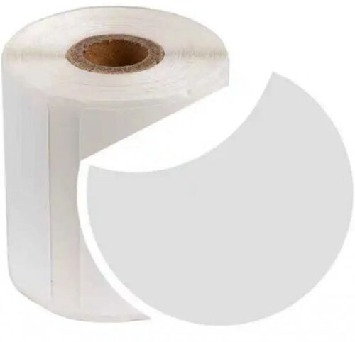 מדבקה רב שימושיות עגולות למדפסת ניידת Aimo M110/M120/M200/M220/AM-243/D520/D550BT/D520BT / T200 Pro - גודל 50X50 מ''מ - 140 מדבקות בגליל - צבע לבן