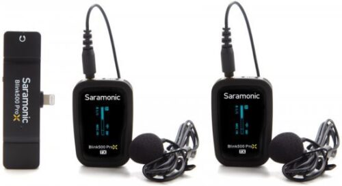 זוג מיקרופוני דש אלחוטיים בחיבור Lightning עם 2 משדרים ומקלט Saramonic Blink 500 ProX B4