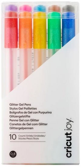 267433_b_1.jpg סט 10 עטי ג'ל נצנצים 0.8 מ''מ Glitter Gel Rainbow למכונת Joy מבית Cricut