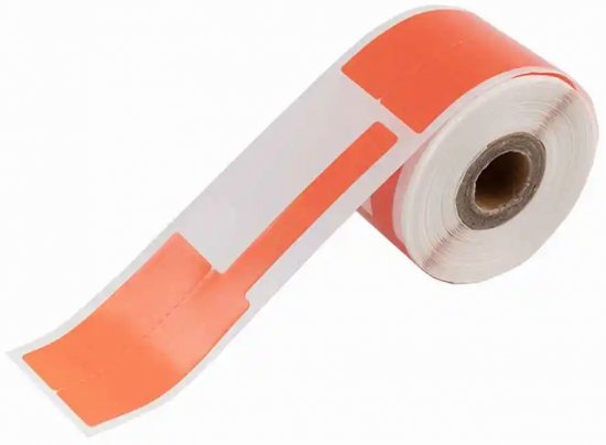 מדבקה רב שימושית למדפסת ניידת Aimo M110/M120/M200/M220/AM-243/D520/D520BT/D550BT / T200 Pro - גודל 25X38 מ''מ - 100 מדבקות בגליל  - צבע אדום