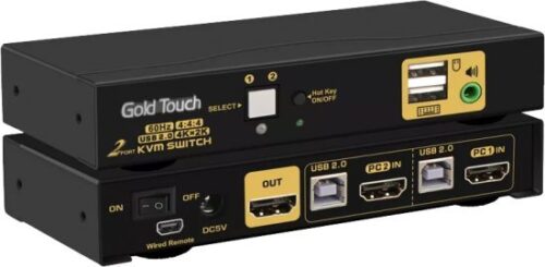 מתג 2 יציאות Gold Touch HDMI 2.0 KVM Hot Key Switch