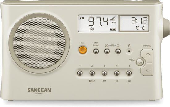 רדיו נייד SANGEAN PR-D4BT Portable Digital Radio - צבע קרם