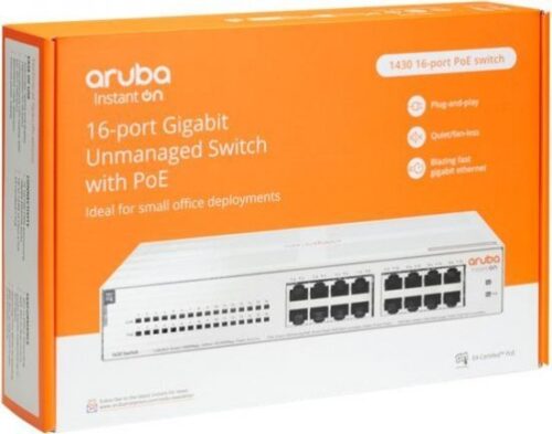 מתג HPE Aruba Instant On 1430 16G Class4 PoE 124W 16 Port R8R48A