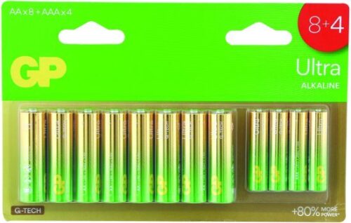 277051_b_1.jpg 8 סוללות AA ו- 4 סוללות AAA לא נטענות דגם Ultra Alkaline של חברת GP