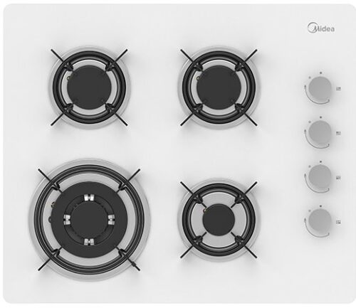 כיריים גז 4 להבות בישול 60 ס''מ Midea GL403-W60 - זכוכית לבנה