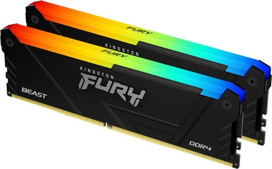 זכרון למחשב Kingston FURY BEAST RGB 2x16GB DDR4 3600MHz CL18