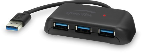 מפצל USB-A בעל 4 יציאות - 3 חיבורי USB-A וחיבור SpeedLink Snappy Evo - USB Type C- צבע שחור