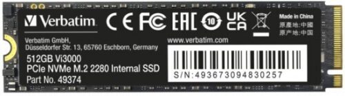 281672_b_1.jpg כונן Verbatim Vi3000 512GB SSD PCIe M.2 NVMe