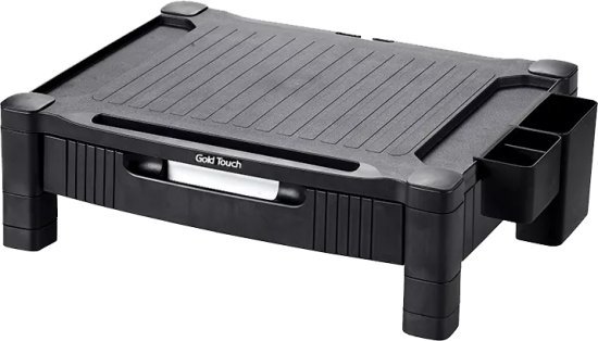 מעמד ומגירה למסך שולחני רב-תכליתי מתכוונן לגובה Gold Touch - בצבע שחור