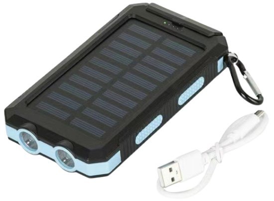 סוללת גיבוי ניידת סולארית 10,000mAh דגם Ultra Charge מבית Zeero - צבע שחור / כחול