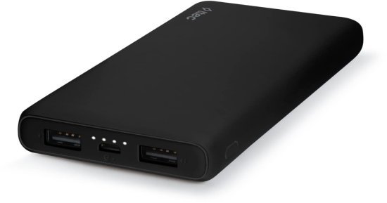 סוללת גיבוי 10,000mAh עם שני חיבורי USB-A דגם PowerSlim S מבית ttec - צבע שחור