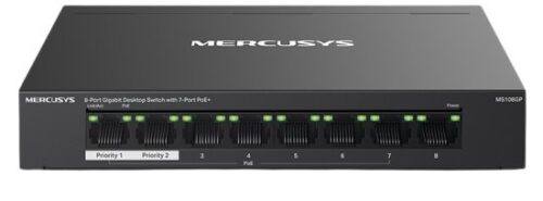 מתג שולחני Mercusys 8 Ports 10/100 / 1000Mbps 7-Port PoE+ MS108GP