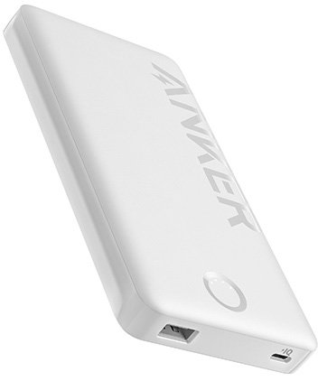 סוללת גיבוי ניידת 10000mAh עם יציאות Anker PowerCore PIQ 323 USB Type-A + USB Type-C - צבע לבן