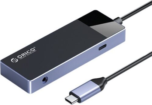 מפצל USB-C לחיבורי ORICO PD HDMI 3.5 3xUSB-A 3.0  - בצבע אפור / שחור