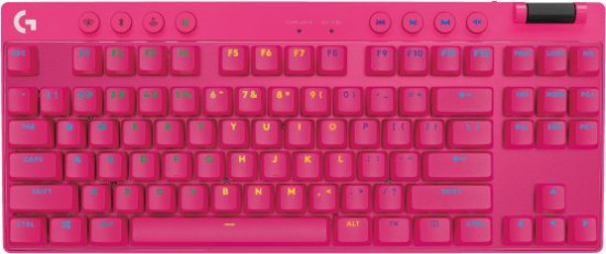 מקלדת גיימינג אלחוטית Logitech G Pro X TKL Lightspeed עם מקשי Tactile - צבע ורוד מג'נטה