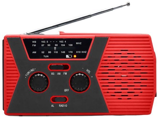 רדיו שטח סולארי (חירום) פנס ומטען USB נייד Bpower - צבע אדום