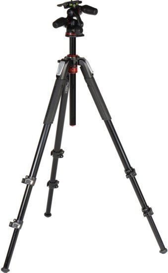 חצובה מקצועית למצלמה + ראש 3 צירים Manfrotto MK055XPRO3-3W