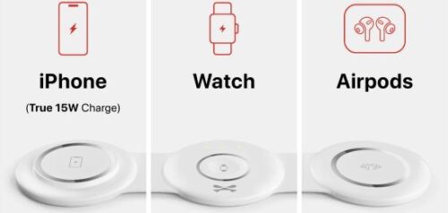 292094_b_1.jpg מעמד טעינה 15W אלחוטי 3 ב-1 עם תמיכה ב-MagSafe מבית Ghostek - צבע לבן