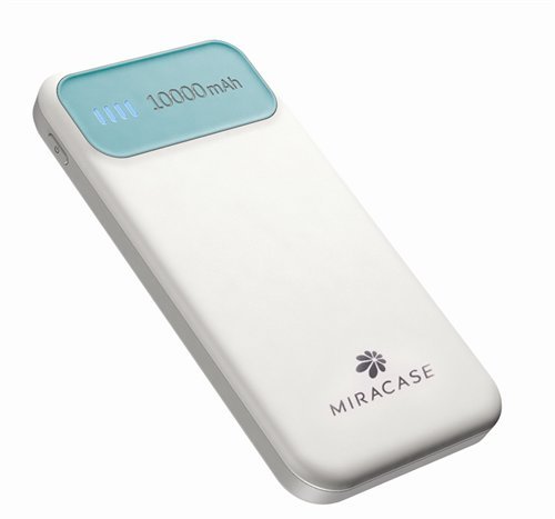 סוללת גיבוי אוניברסלית דקה ניידת Miracase 10000mAh PowerBank USB - צבע לבן / ירוק