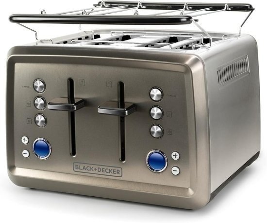 296789_b_1.jpg מצנם 4 פרוסות בעוצמה של 1960W עם מסך LCD, בקרת השחמה אלקטרונית ו-6 דרגות חום, בגימור נירוסטה BXTO1960E מבית Black+Decker – שנתיים אחריות יבואן רשמי