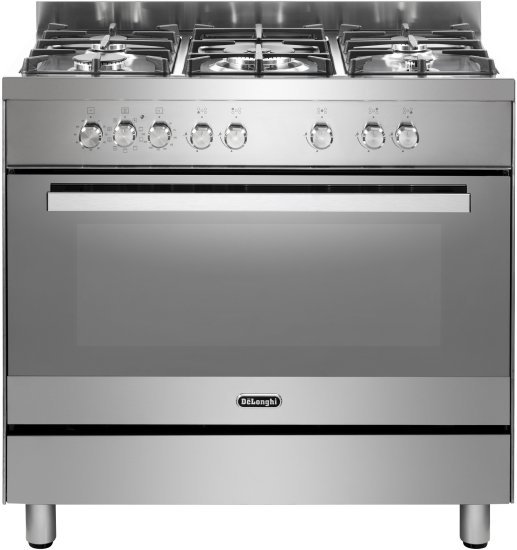 תנור משולב כיריים גז רחב 90 ס''מ 87 ליטר 9 תוכניות 5 מבערים Delonghi DEMX965P-IL - צבע נירוסטה