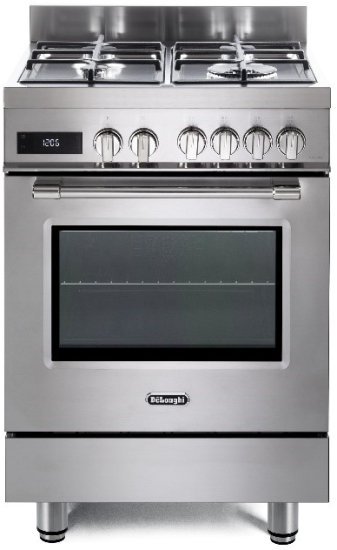 תנור משולב כיריים גז רחב 60 ס''מ 74 ליטר 11 תוכניות 4 מבערים Delonghi PRO66MXLPZ-IL - צבע נירוסטה