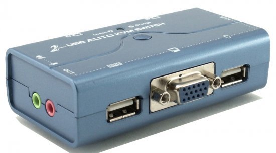 מתג KVM בעל 2 יציאות VGA עם חיבורי USB וסאונד Gold Touch KVM-USB-2