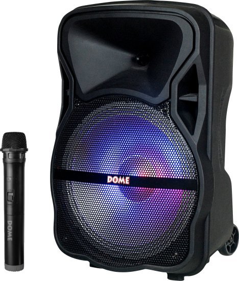 בידורית קריוקי ניידת עם מיקרופון אלחוטי ותאורת דיסקו לד Dome DM-125 1000W