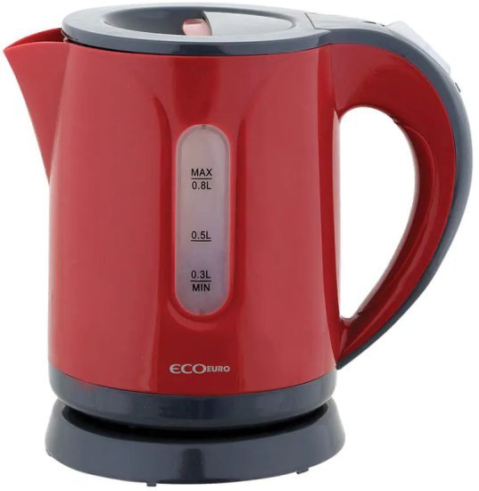 קומקום חשמלי 0.8 ליטר Eco Euro HYK-8160R 1000W - צבע אדום