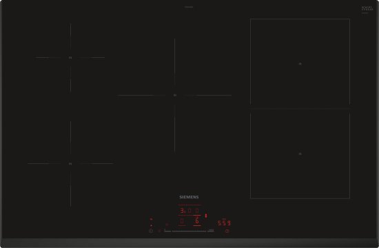כיריים אינדוקציה 5 אזורי בישול 80 ס''מ Siemens Combizone ED851HWB1E TouchSlider 7400W - צבע שחור - שנה אחריות יבואן רשמי BSH