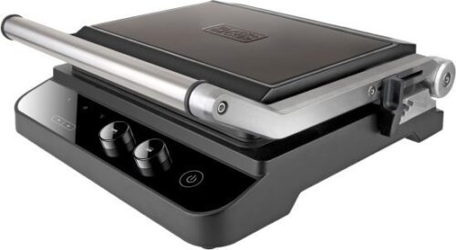 טוסטר גריל חשמלי יוקרתי 2000W עם שליטה דיגיטלית כפולה, פתיחה ל־180°, פלטות נשלפות ומגש ניקוז בגימור נירוסטה / שחור דגם BXGR2000E מבית Black+Decker – שנתיים אחריות יבואן רשמי