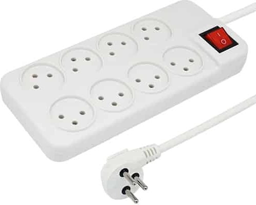 רב שקע 8 יציאות + מפסק מואר + כבל 0.8 מטר מבית Gold Line