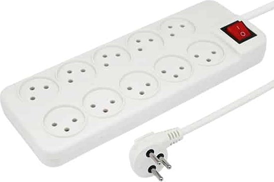 רב שקע 10 יציאות + מפסק מואר + כבל 0.8 מטר מבית Gold Line