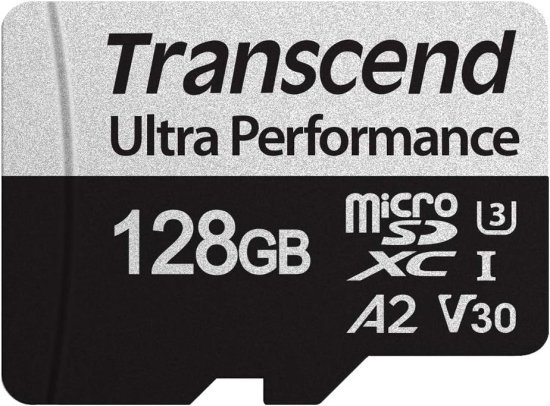 כרטיס זכרון Transcend USD340S Micro SDXC UHS-I U3 A2 V30 C-10 TS128GUSD340S - נפח 128GB - כולל מתאם ל-SD
