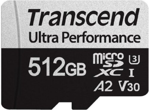 כרטיס זכרון Transcend USD340S Micro SDXC UHS-I U3 A2 V30 C-10 TS512GUSD340S - נפח 512GB - כולל מתאם ל-SD